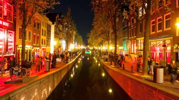 Amsterdam-May 1: Red light district (Wallen) at night on May 1 2015 in Amsterdam the Netherlands.